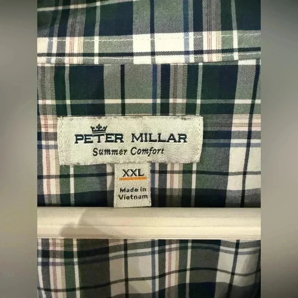 Peter Millar Men’s Summer Comfortable Balsam Plaid Dorton Performance Shirt - Picture 3 of 6